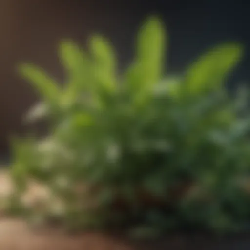 A close-up of fresh herbs known for combating bad breath