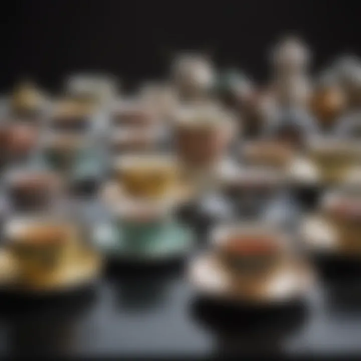 A collection of different types of tea in elegant teacups