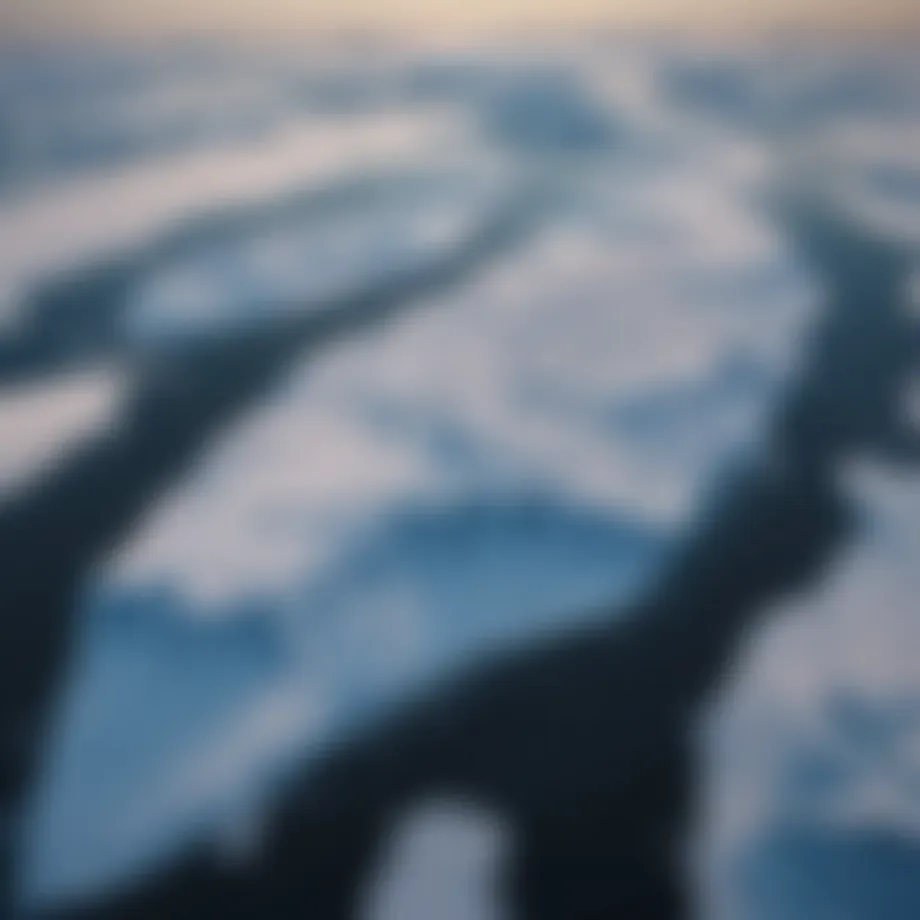 A stunning aerial view of the Arctic ice caps, showcasing their vast expanse and beauty.