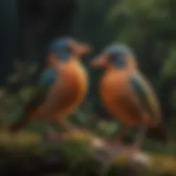 A vibrant display of male birds showcasing their courtship plumage