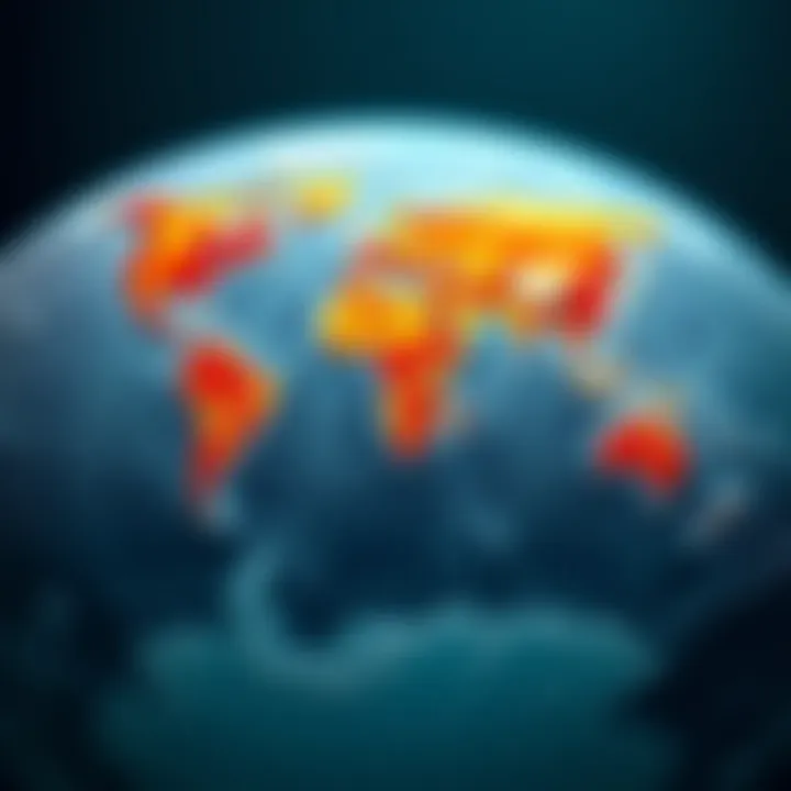 Global map showing regions at risk due to ocean acidification