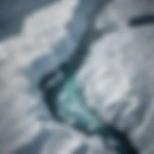 Aerial view of melting glaciers in the Arctic
