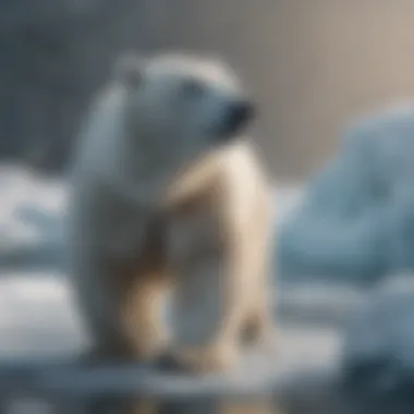 Polar bear navigating through shrinking ice habitats