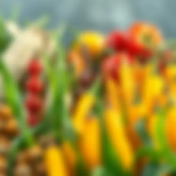 Diverse crops showcasing genetic modification