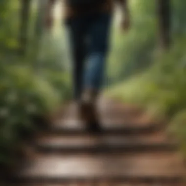 Mindful Steps: Finding Peace Through Walking An individual enjoying a mindful walk in a tranquil environment