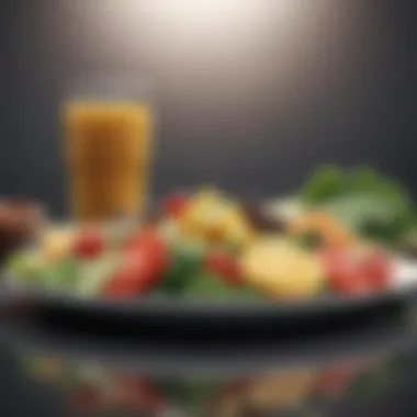Nutritional Choices for Detoxification Illustration of healthy foods that support detoxification and weight management.