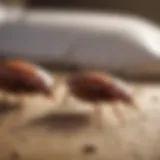 Close-up view of bed bugs in a natural habitat