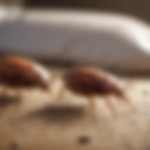 Close-up view of bed bugs in a natural habitat
