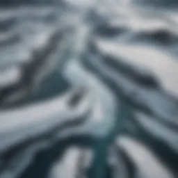 Aerial view of the Arctic landscape showcasing melting glaciers