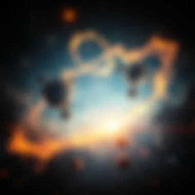 An abstract depiction of dark matter and energy influencing cosmic structure.