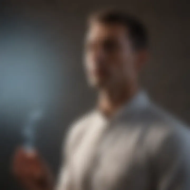 Calm individual meditating and focusing on breath