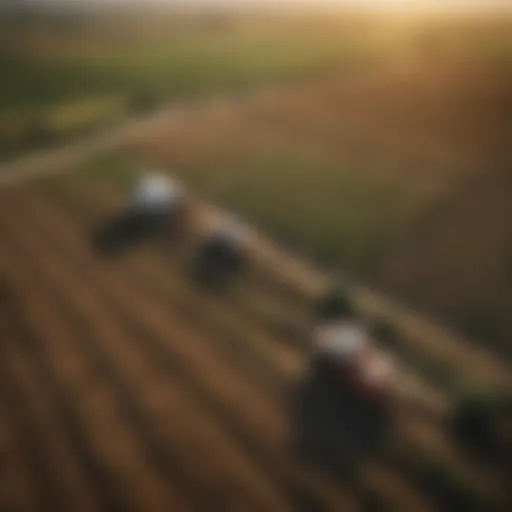 Aerial view of diversified agricultural land highlighting sustainable practices