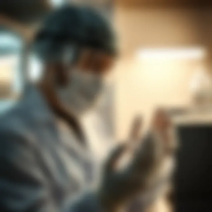 Laboratory technician handling embryos