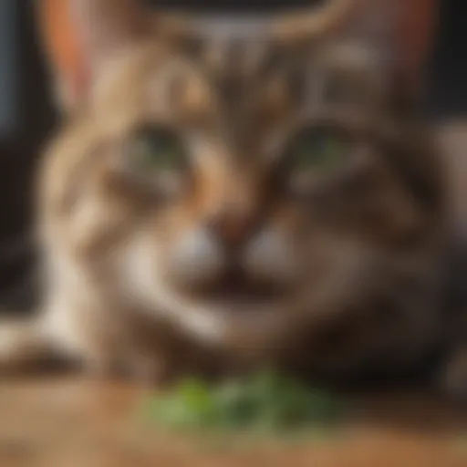 Cat experiencing the effects of catnip