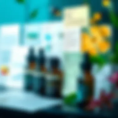 A collage of scientific studies and research papers focused on essential oils, emphasizing their benefits and applications.