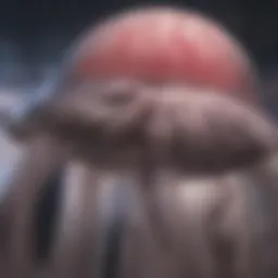 Close-up view of a jellyfish showcasing its tentacles and stinging cells