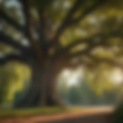 A majestic large tree in a serene urban park setting.