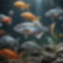 Illustration of various fish species known for high mercury levels.