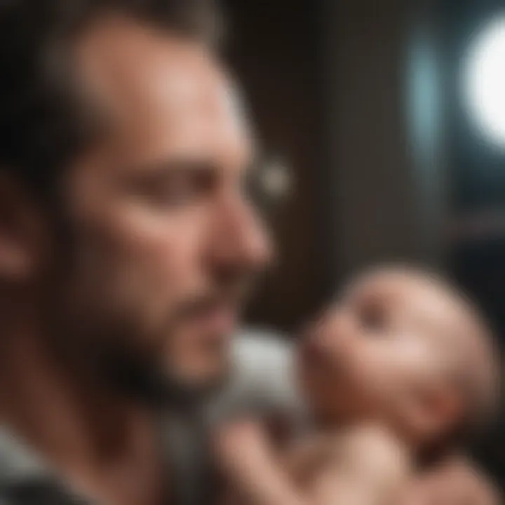 Father navigating the challenges of caring for a newborn at home.