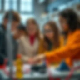 A diverse group of students engaged in a collaborative STEM project