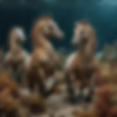 Marine Ecosystem of Sea Horses A diverse marine ecosystem depicting the habitat of sea horses, emphasizing their ecological context.