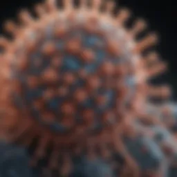 Microscopic view of flu virus particles