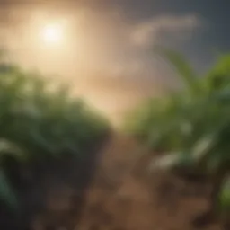 Illustration of genetically modified crops showcasing resilience