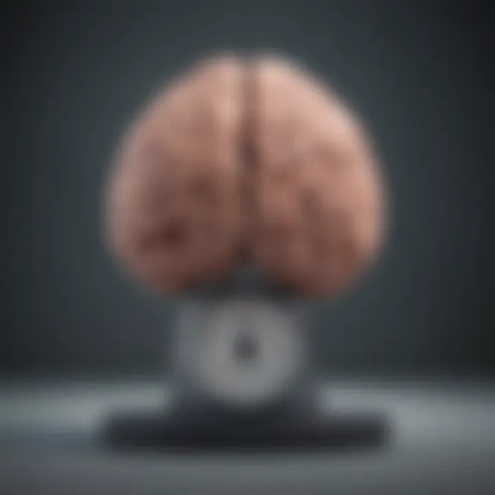 A conceptual image showing the psychological aspects of weight loss, featuring a brain and scale.