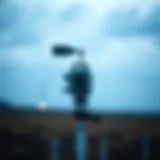 Anemometer measuring wind speed in a field