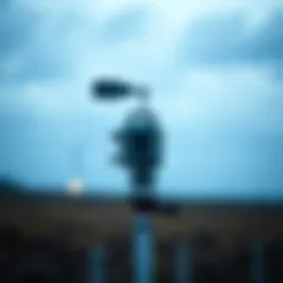 Anemometer measuring wind speed in a field