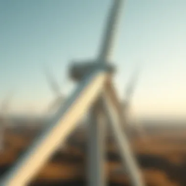 Aerial view of wind turbines harnessing wind energy