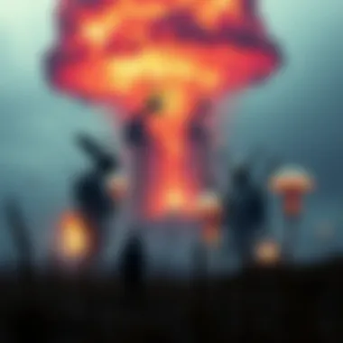 An illustration depicting various existential threats to humanity