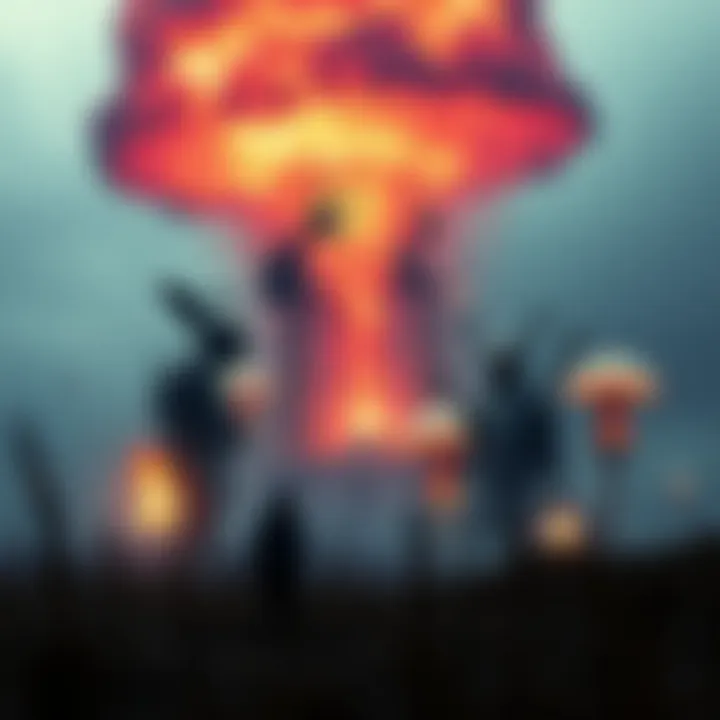 An illustration depicting various existential threats to humanity