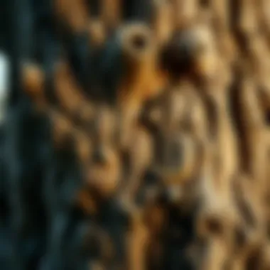Close-up of a gnarled tree trunk showcasing its age
