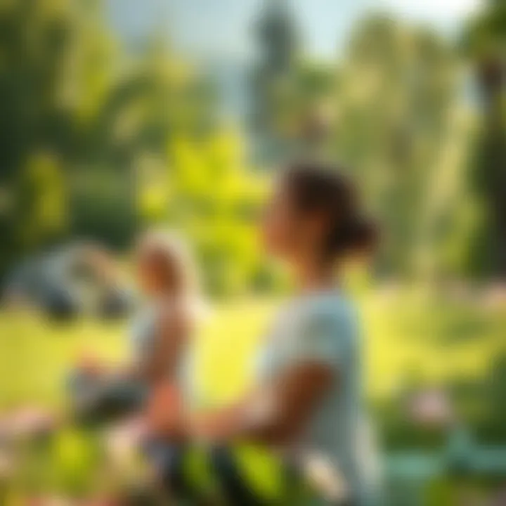 Mindful Breathing in Nature A peaceful outdoor setting where individuals engage in mindful breathing exercises