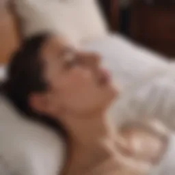 A serene individual practicing breath control in a peaceful environment